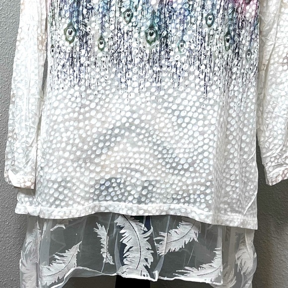 Kamana Boho Artsy Sheer Y2K Layered Sz L Tunic Top - Picture 11 of 11